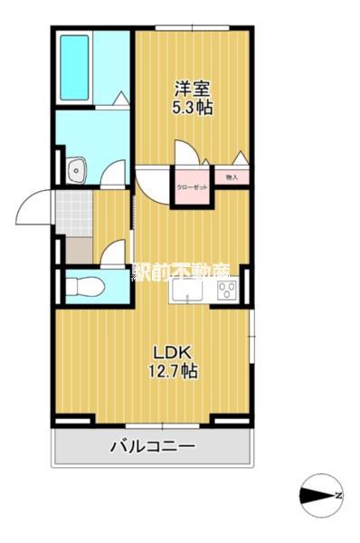 ロイヤルタウン田代外町(1LDK/1階)の間取り写真