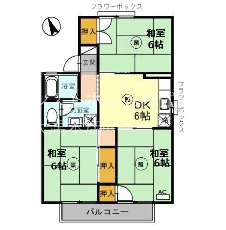 ハイツ井上(3DK/2階)の間取り写真