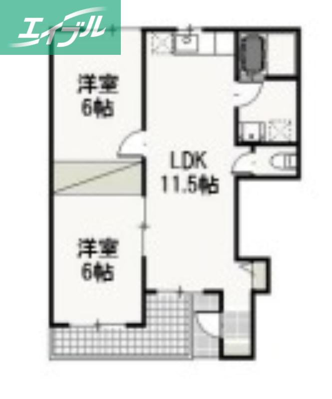 アドヴァンスSHII(2LDK/1階)の間取り写真