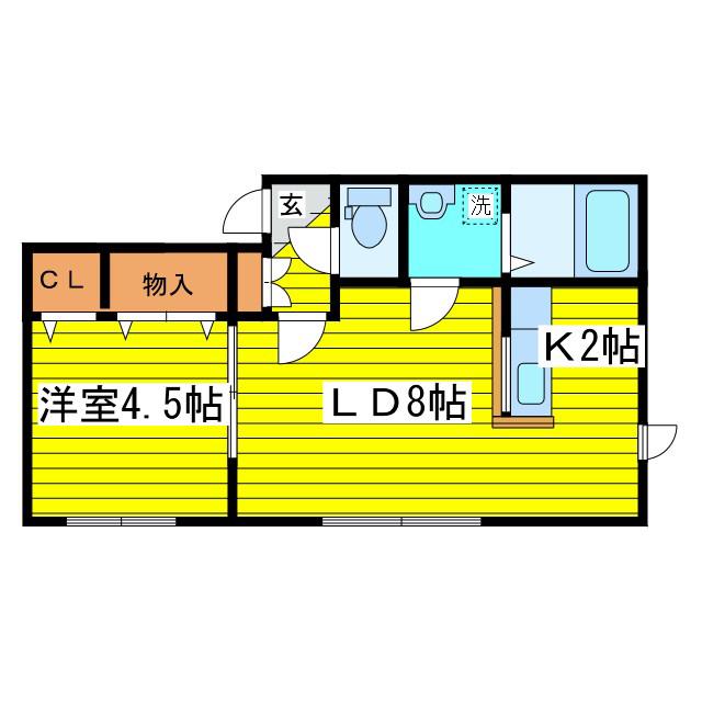 グランツ(1LDK/2階)の間取り写真