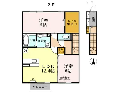 ヴィラコートII(2LDK/2階)の間取り写真