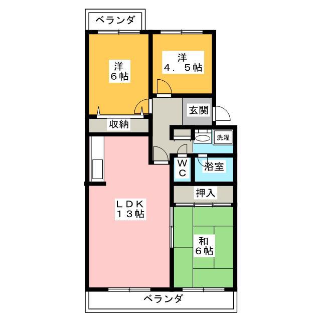 ヴィブレ若宮東(3LDK/4階)の間取り写真