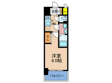 エスリードレジデンス梅田グランゲート(1K/2階)の間取り写真