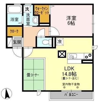 ダッフィールーム(1LDK/1階)の間取り写真