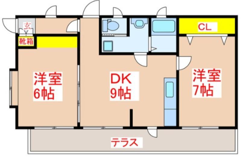 アーベインタカオ(2DK/1階)の間取り写真