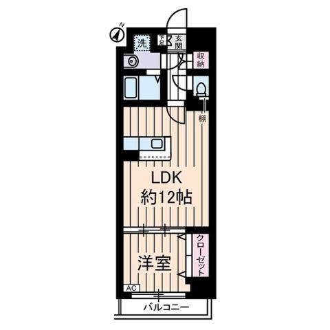ヤヨイ コート(1LDK/4階)の間取り写真