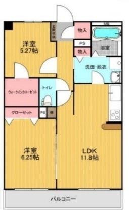 サンパーシモン(2LDK/1階)の間取り写真