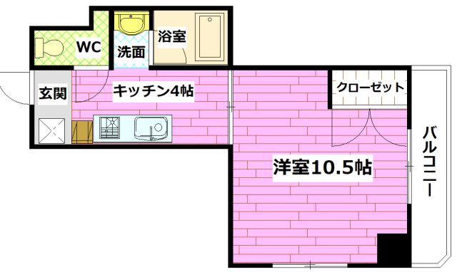 シャルマンII(1K/2階)の間取り写真