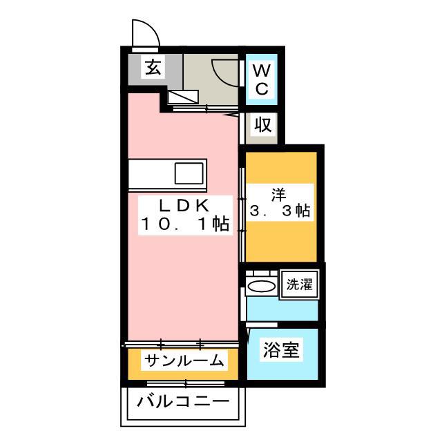 ベルシエロ B(1LDK/1階)の間取り写真