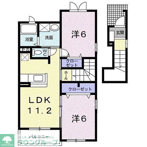 プレジャーヒルズ湘南(2LDK/2階)の間取り写真