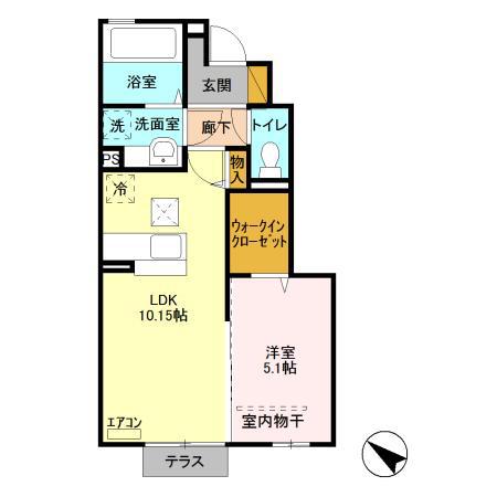 ラ・リアン B棟(1LDK/1階)の間取り写真