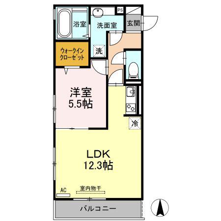 グレイスコート琴平(1LDK/3階)の間取り写真
