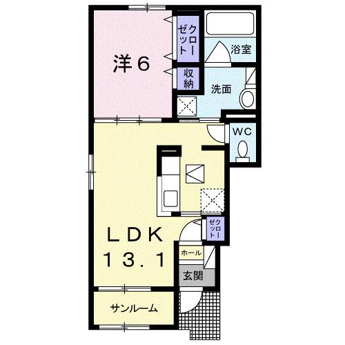 コンフォーティア412(1LDK/1階)の間取り写真