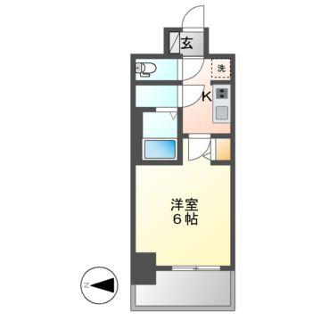 メイクス今池PRIME(1K/9階)の間取り写真