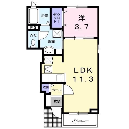 ハピネス(1LDK/1階)の間取り写真