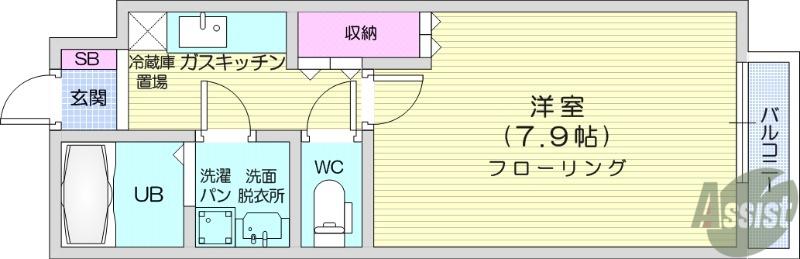 サニーベール八幡(1K/1階)の間取り写真