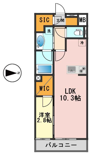 デュオフラッツ篠崎(1LDK/2階)の間取り写真
