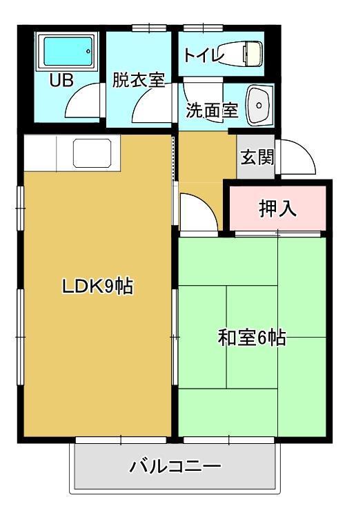 キャッスル川岸(1LDK/2階)の間取り写真