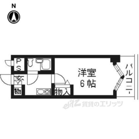 DETOM-1三条通(1K/5階)の間取り写真