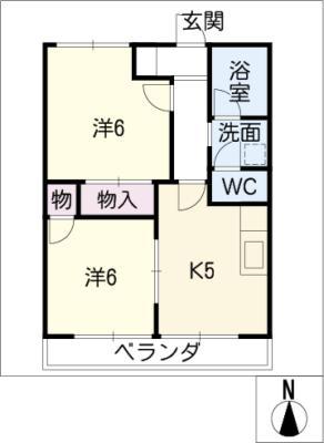 バーディーハイツ(2K/3階)の間取り写真