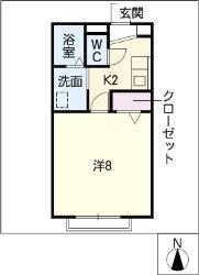 アムールフィオーレ(1K/2階)の間取り写真