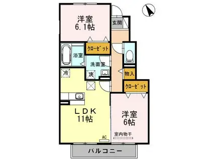 ザ・サン(2LDK/1階)の間取り写真