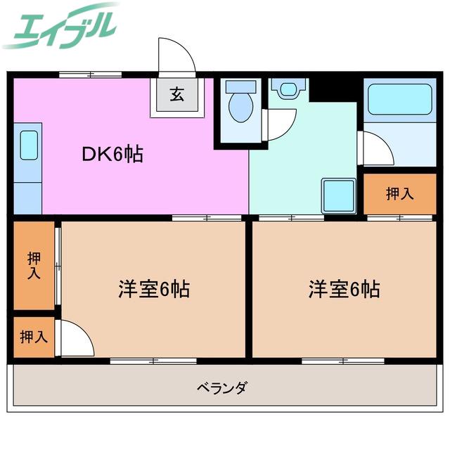 グリーンパーク一栄(2DK/2階)の間取り写真
