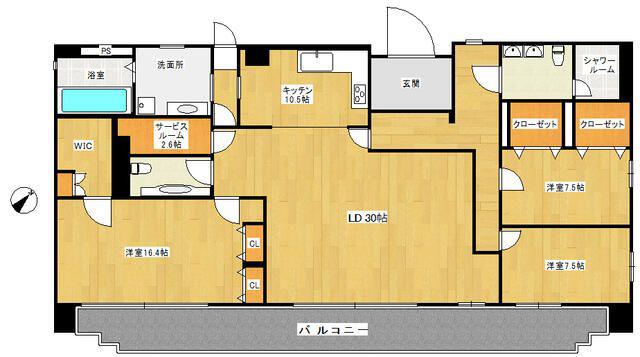 ロイヤルタワー春日(3SLDK/12階)の間取り写真