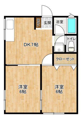 シティハイムエクセレント(2DK/1階)の間取り写真