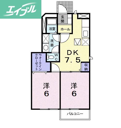 メゾンセレッソA棟(2DK/1階)の間取り写真