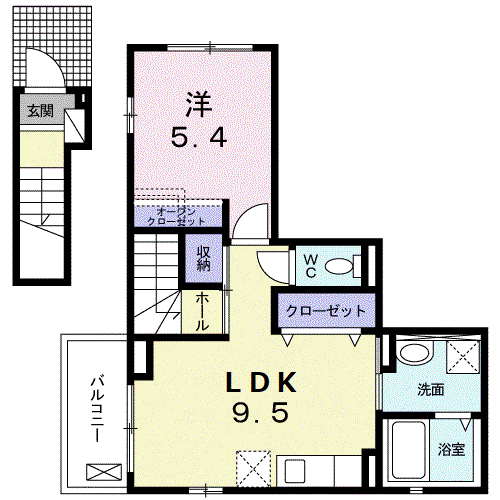 メゾン・ド・カラン(1LDK/2階)の間取り写真