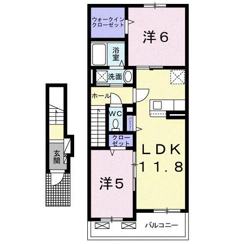 ラウレア リーフ(2LDK/2階)の間取り写真