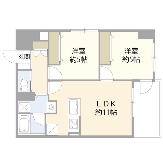 稲毛第一パレスA棟(2LDK/9階)の間取り写真