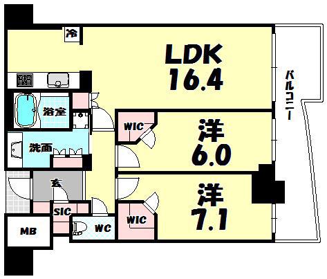 大阪ひびきの街 ザ・サンクタスタワー(2LDK/23階)の間取り写真