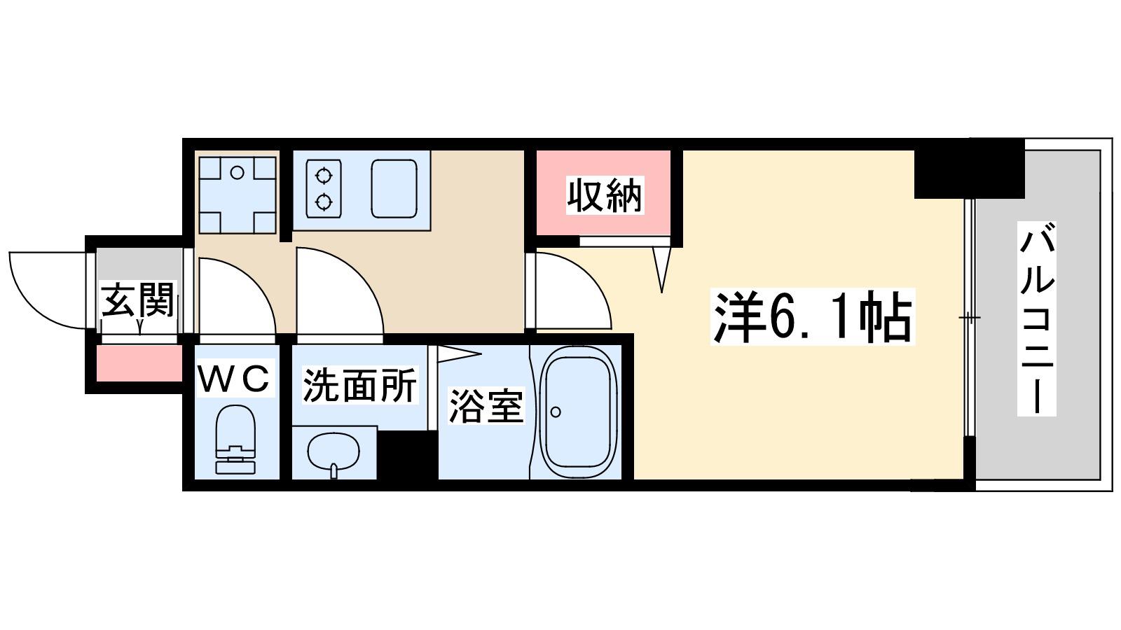 プレサンス天神橋筋六丁目ヴォワール(1K/8階)の間取り写真