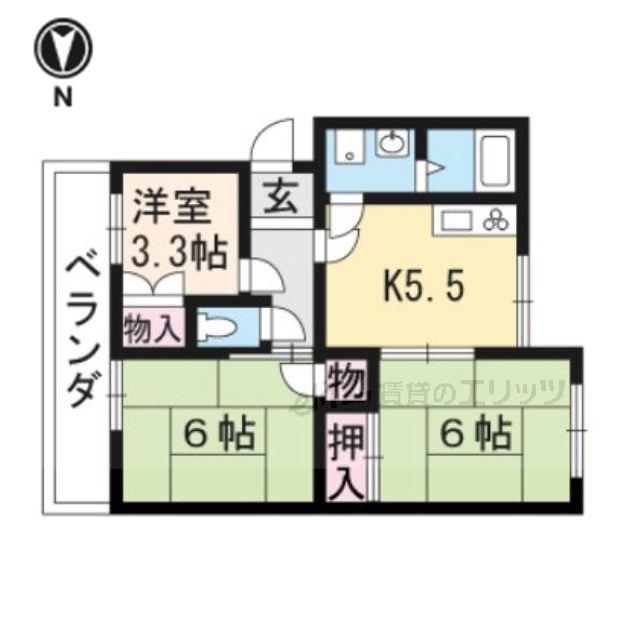 モダンアパートメント高槻城南(3DK/3階)の間取り写真