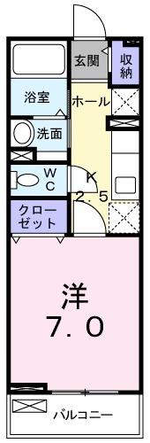 とさでん交通伊野線 朝倉駅前駅 徒歩27分 2階建 築13年(1K/2階)の間取り写真