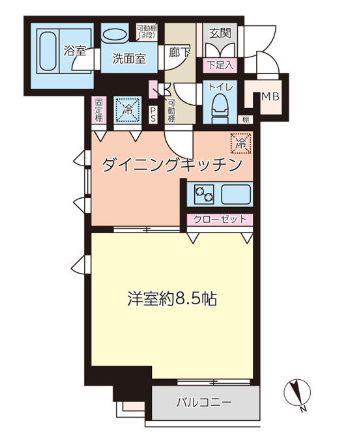 パレステュディオ浜松町(1DK/7階)の間取り写真