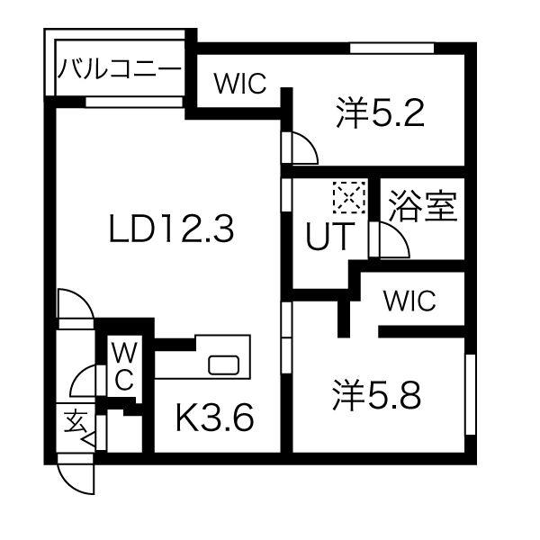 CG HOMES 南11条(2LDK/2階)の間取り写真