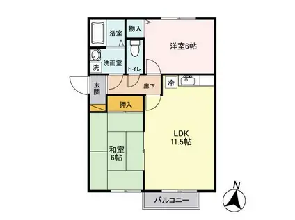 メゾン・メルヴェーユ(2LDK/1階)の間取り写真