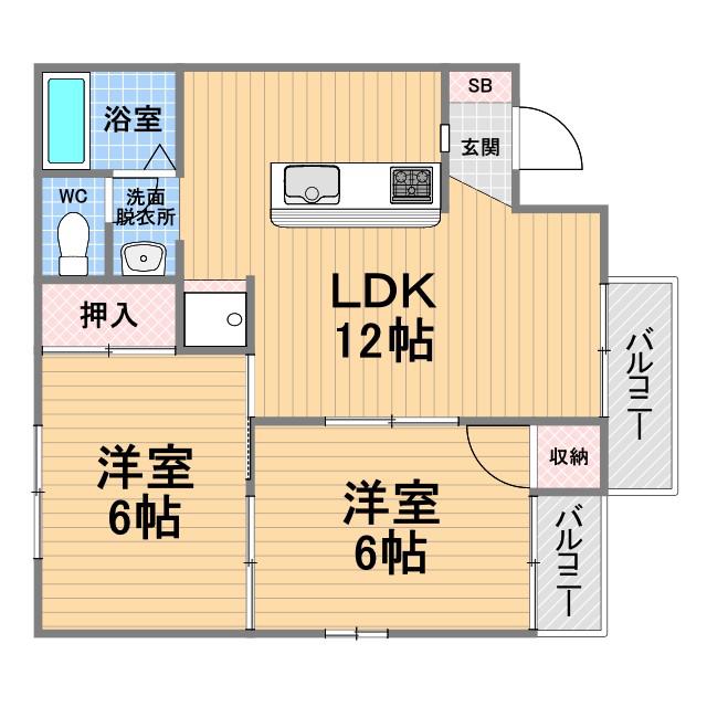 エスポワール(2LDK/1階)の間取り写真