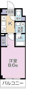 ラティーダ下並木(1K/1階)の間取り写真
