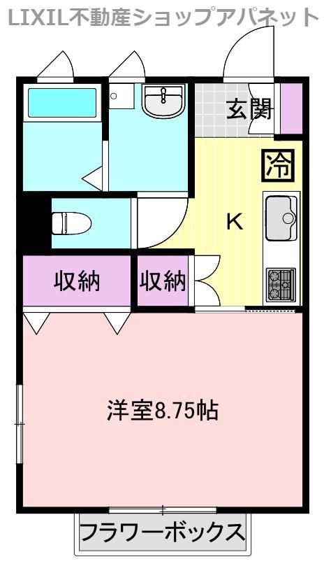 K-ライズ(1K/2階)の間取り写真