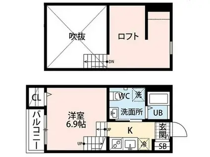 TOTORO今宿(1SK/2階)の間取り写真
