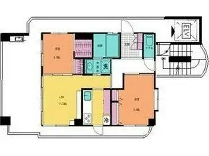 プランドビル大手町(2LDK/7階)の間取り写真