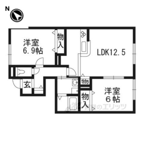 グランドゥール御園(2LDK/1階)の間取り写真
