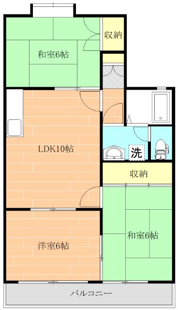 神知屋ハイツ(3LDK/1階)の間取り写真