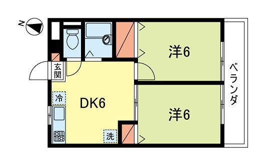 コダマハイツ(2DK/2階)の間取り写真