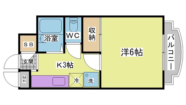 ウィンダム妙法寺壱番館(1K/1階)の間取り写真