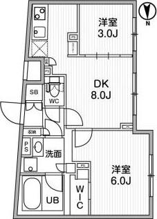ALTERNA祐天寺(2DK/4階)の間取り写真